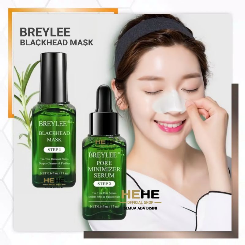 Breylee Blackhead Mask Step 1 Blackhead Removal Mask and Step 2 Pore Minimizer Serum Effective in Shrinking Pores PORI SkinCare Includes Paper on Step1 Breylee Best Quality HEHE OFFICIAL PEKANBARU RIAU pficial