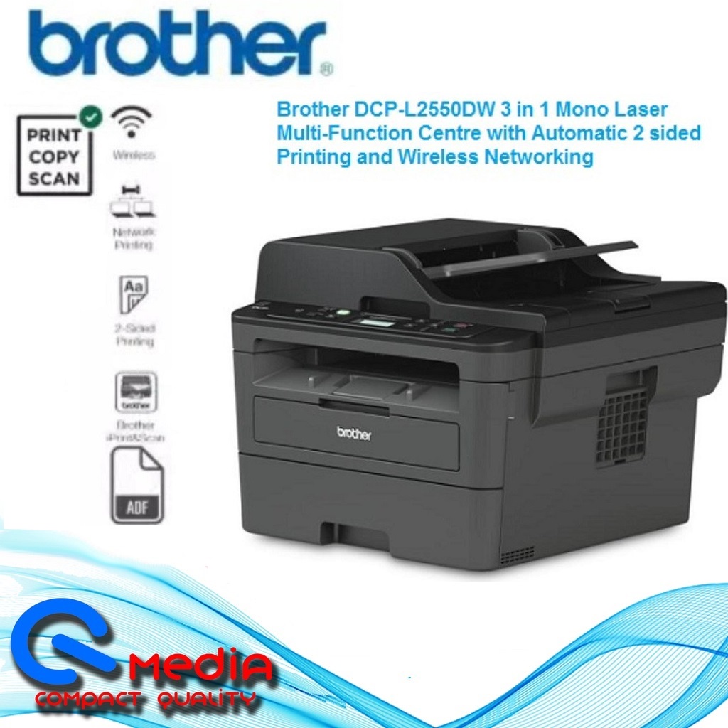 BROTHER DCPL2550DW DUPLEX PRINTER MONO LASER WIRELESS ADF PRINT COPY