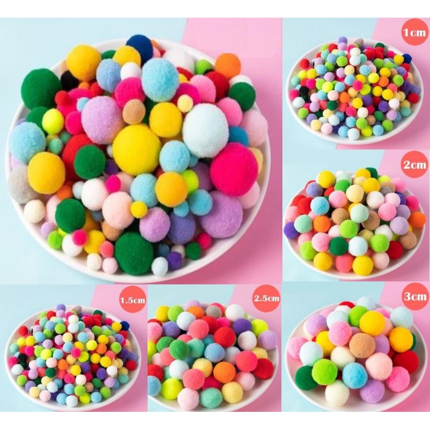Pom Pom Ball Fluffy Ball Assorted Colour Bebola Diy Montessori Material