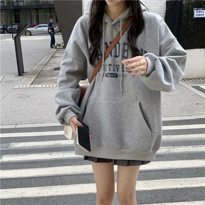 Letter hoodie women's loose fashion coat long sleeve women's top | Shopee  Malaysia