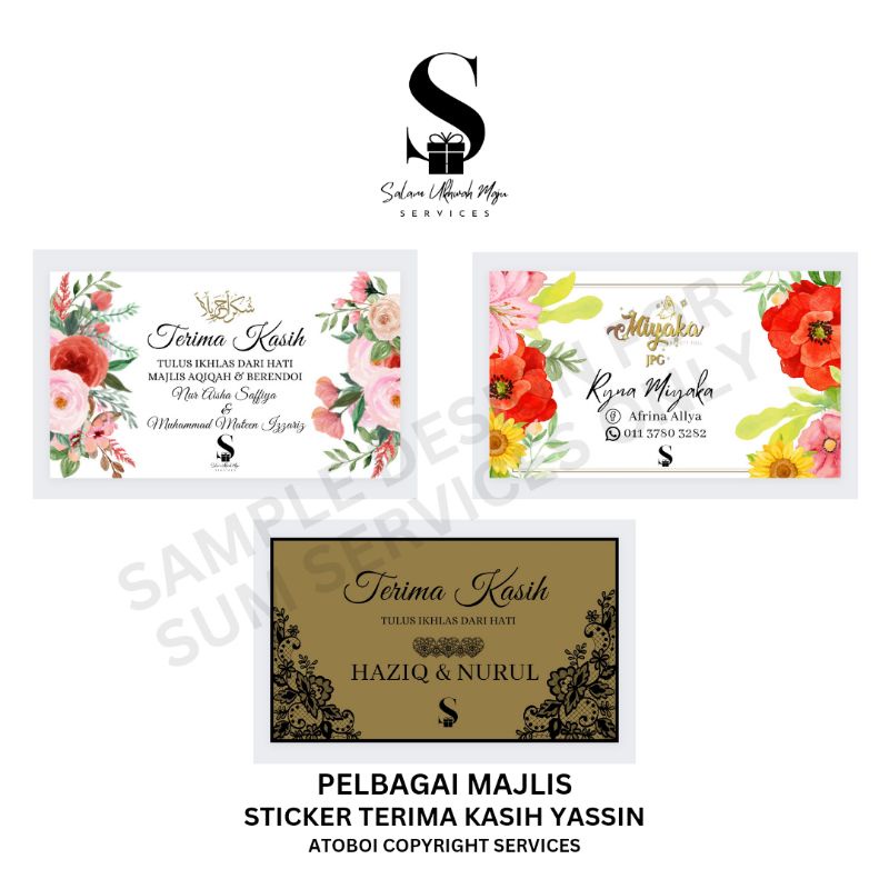 (ADD ON) 30pcs/50pcs STICKER TERIMA KASIH CUSTOM UNTUK YASSIN