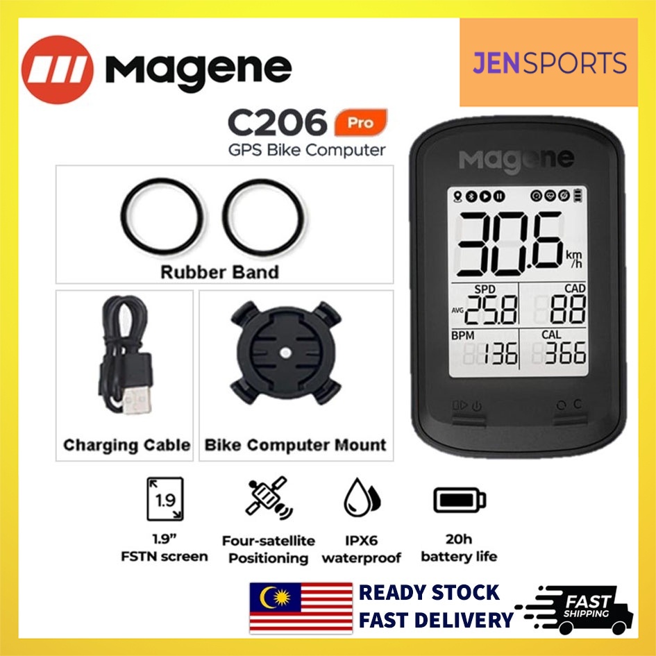 JENSPORTS [Magene] C206 Pro Bike Computer Wireless GPS Speedometer ...