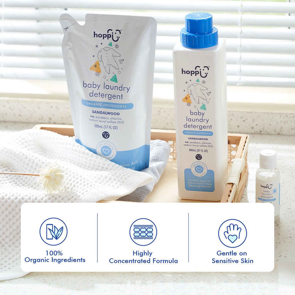 Hoppi 100 Organic Baby Laundry Detergent 800ML Bottle (Refill Pack