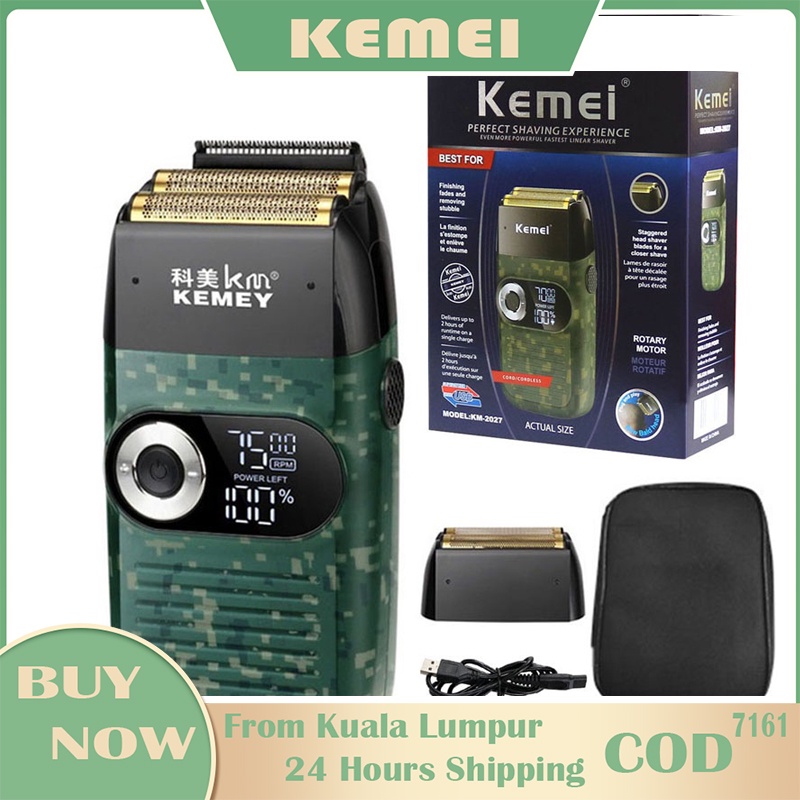 Kemei KM-2027 Electric Shaver Trimmer USB Rechargeable For men LCD Display Blade Shaver