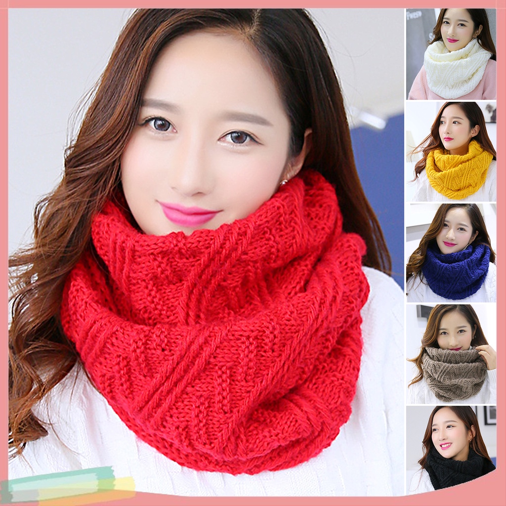 LK--Tube Scarf Knitted High Elasticity Thickened Warm Cold-resistant Comfortable Autumn Winter Women Loop Circle Scarf for Everyday Life