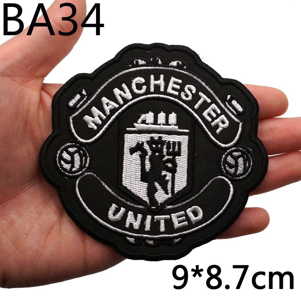 Football Team Club Logo Sign Embroidered Iron on Patch Hat Bag Back Velcro Badges Soccer Fans Manchester United Sticker