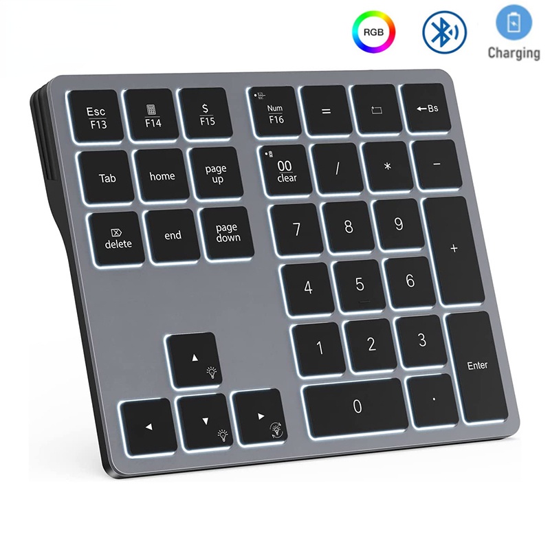 Backlit Bluetooth Numeric Keypad for Laptops Computers Number Pads 34