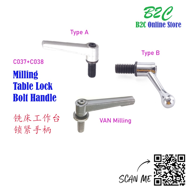 C037 C038 Table Lock Bolt Handle Conventional VAN Milling Machine Spare