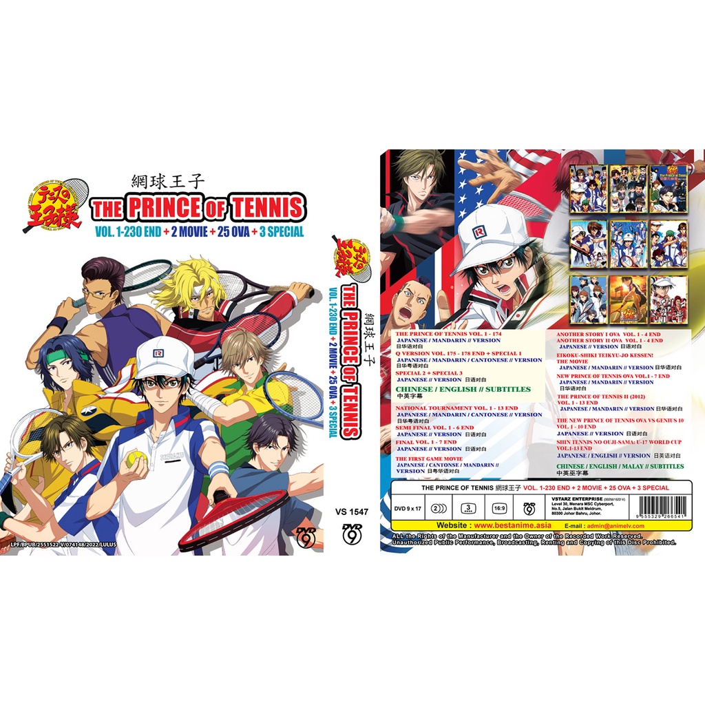 Anime Dvd The Prince Of Tennis 網球王子 Vol 1 230 End 2 Movie 25 Ova 3 Special Shopee Malaysia