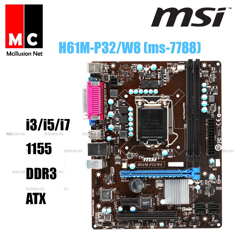 MSI H61M-P32/w8 (ms-7788) 1155pin Motherboard | Shopee Malaysia