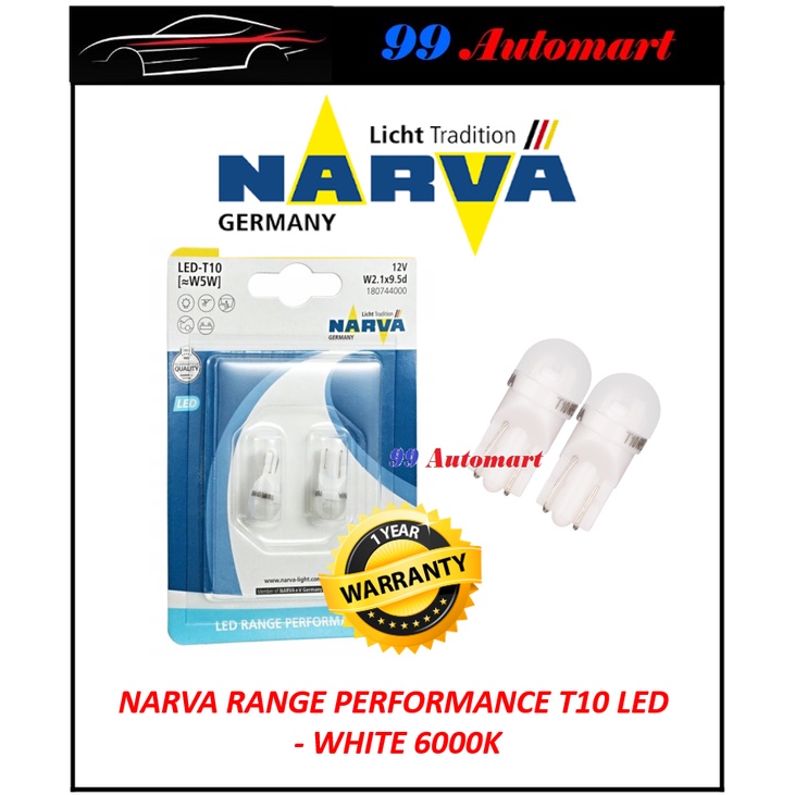 ( 2 PC ) ORIGINAL NARVA GERMANY T10 6000k W5W 12V Super Bright Range ...
