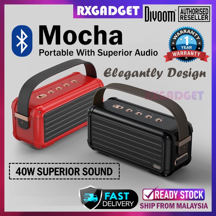 [DIVOOM] Mocha Retro Portable 5.0 Bluetooth Speaker With 40W Stereo ...