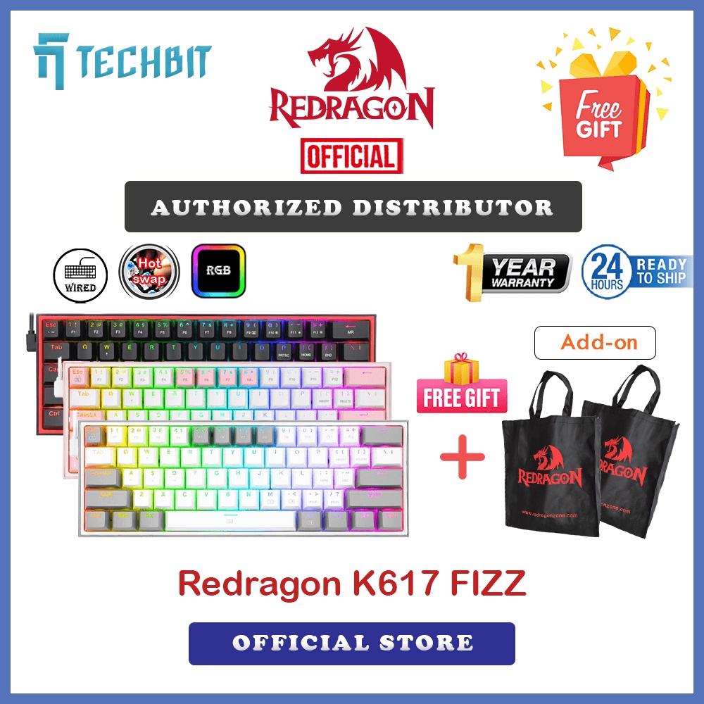 Redragon K617 FIZZ RGB 60 Compact Mechanical Keyboard Gaming | Shopee ...