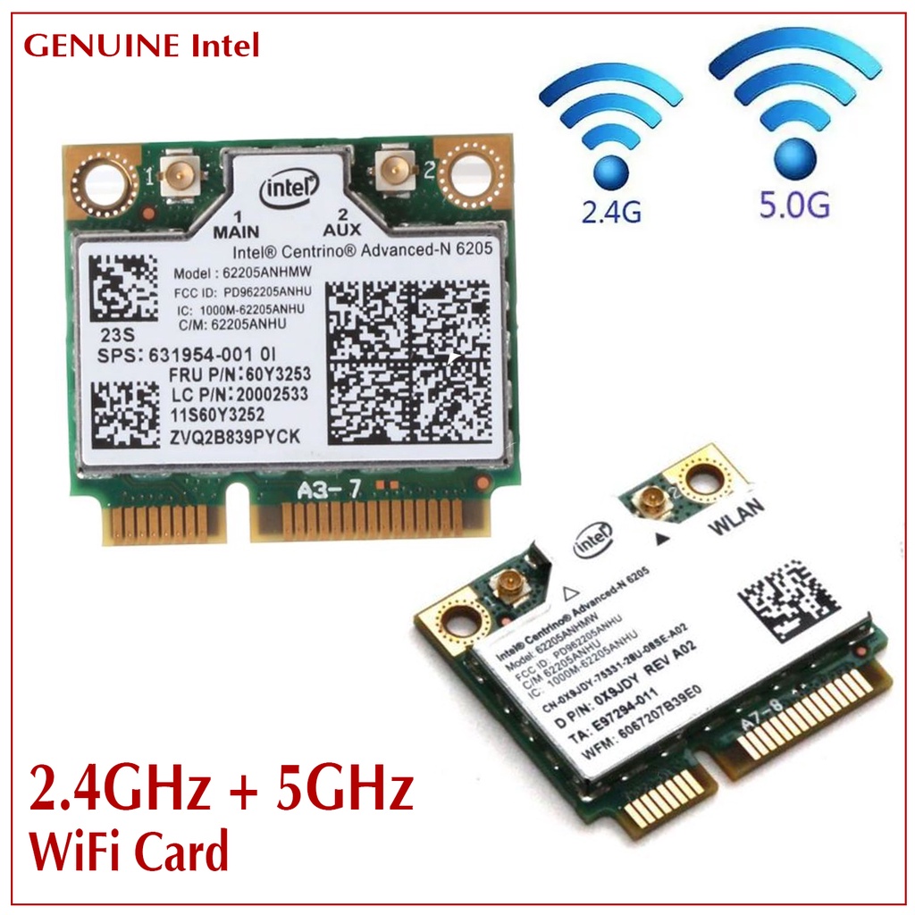 Intel Centrino Advanced-N 6205 62205ANHMW Dual band 2.4G 5G 300Mbps ...