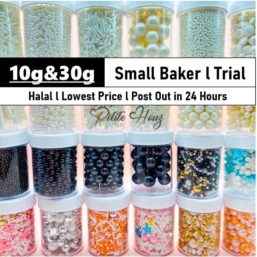 [Petite Houz] Cheapest HALAL Edible White Pearl & Black Sprinkles Sugar Ball Cake Decor Sprinkle Manik Kek Gula Hiasan