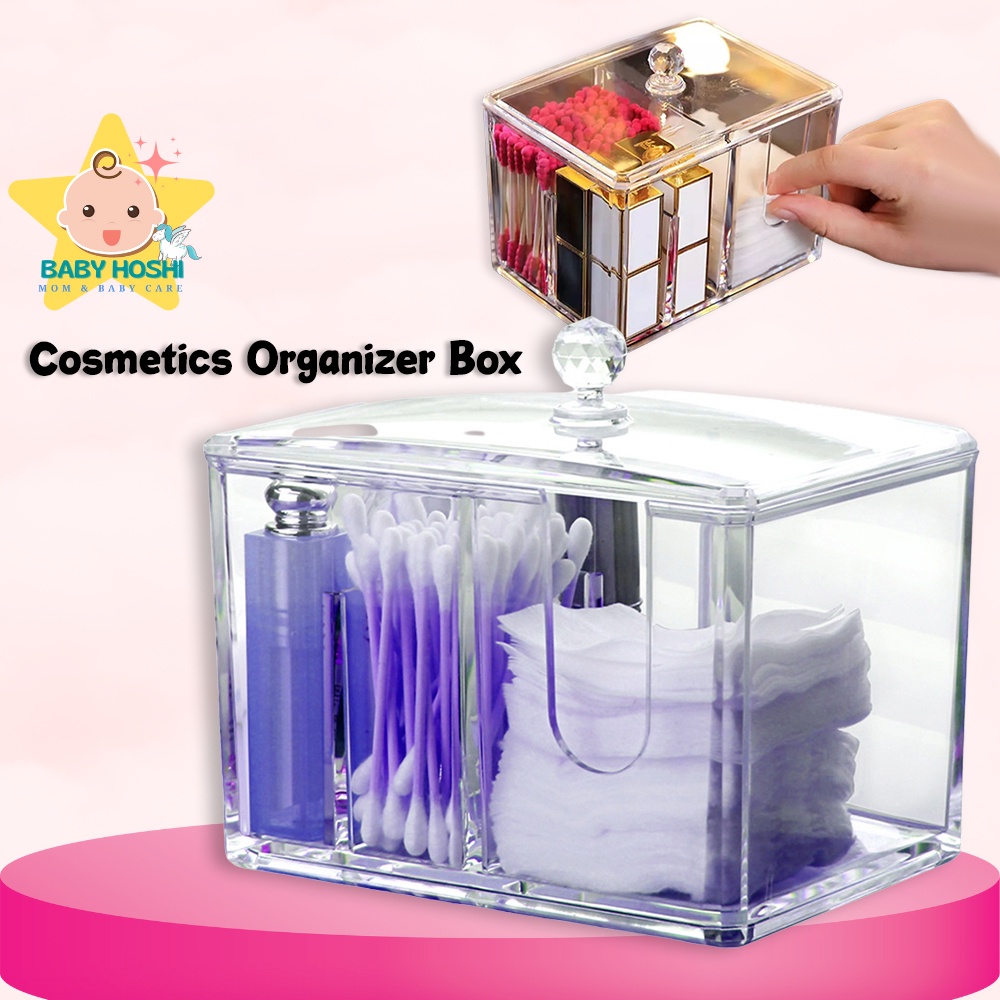 BH Acrylic Cotton Pad Organizer With Lids 4 IN 1 Portable Cosmetics