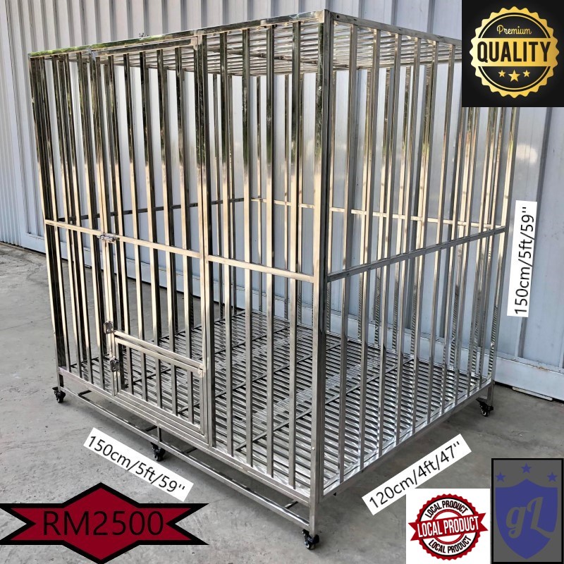 [ GPL-150 ] Double Thicknesses SUS 304 Stainless Steel Heavy Duty Dog Cage (No plastic tray available)