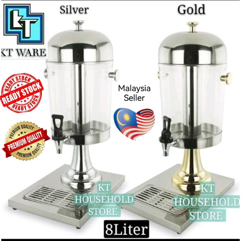 KT WARE 8L STAINLESS STEEL JUICE DISPENSER WITH ICE CHAMBER JUICER tong