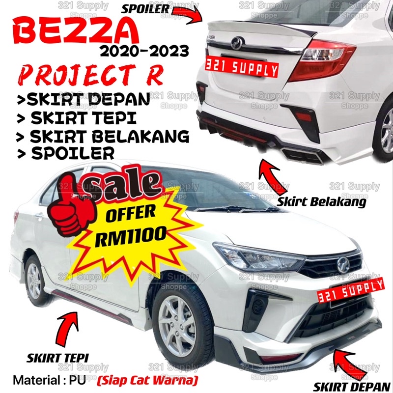 BEZZA 20-23 PROJECT R BODY KIT FRONT SKIRT + SIDE SIKRT + REAR SKIRT ...