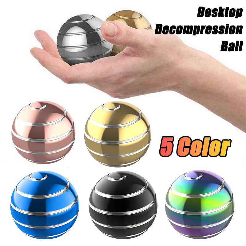 Metal Gyro Desktop Decompression Ball Rotating Spherical Gyroscope Desk ...
