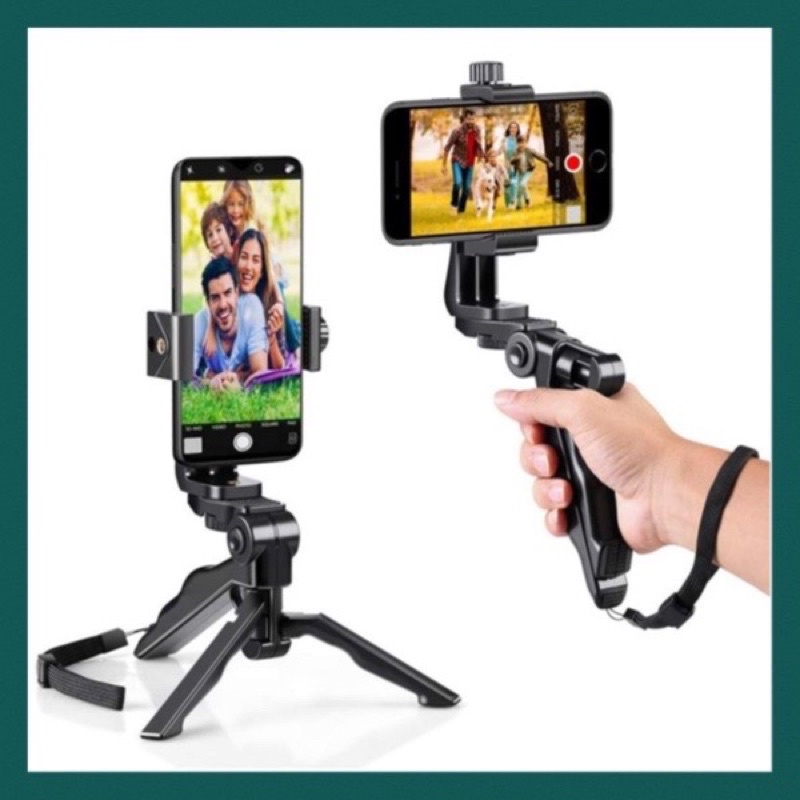 Ready Stock 2 in 1 Portable Mini Tripod Video Stabilizer Phone Grip Mount Holder Stand Smartphone
