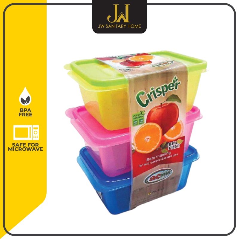 JW 3 in 1 Tupperware BPA Free Plasticware Containers Food Storage For Food Fruits Refrigerator