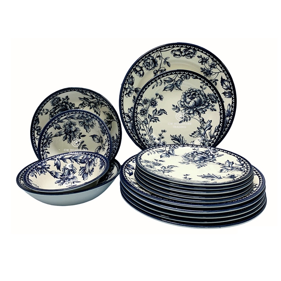 Claytan 1913KS Rhapsody Dark Blue 12Pcs/16Pcs (4Pax / 6Pax) Set Pinggan Mangkuk | Set Hidangan  | Dinnerware Set