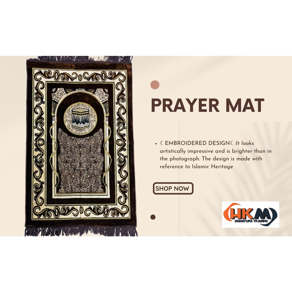 Turkish Islamic Velvet Prayer Rug - Thick & Wide Soft Praying Carpet for Men & Women - Large Prayer Mat