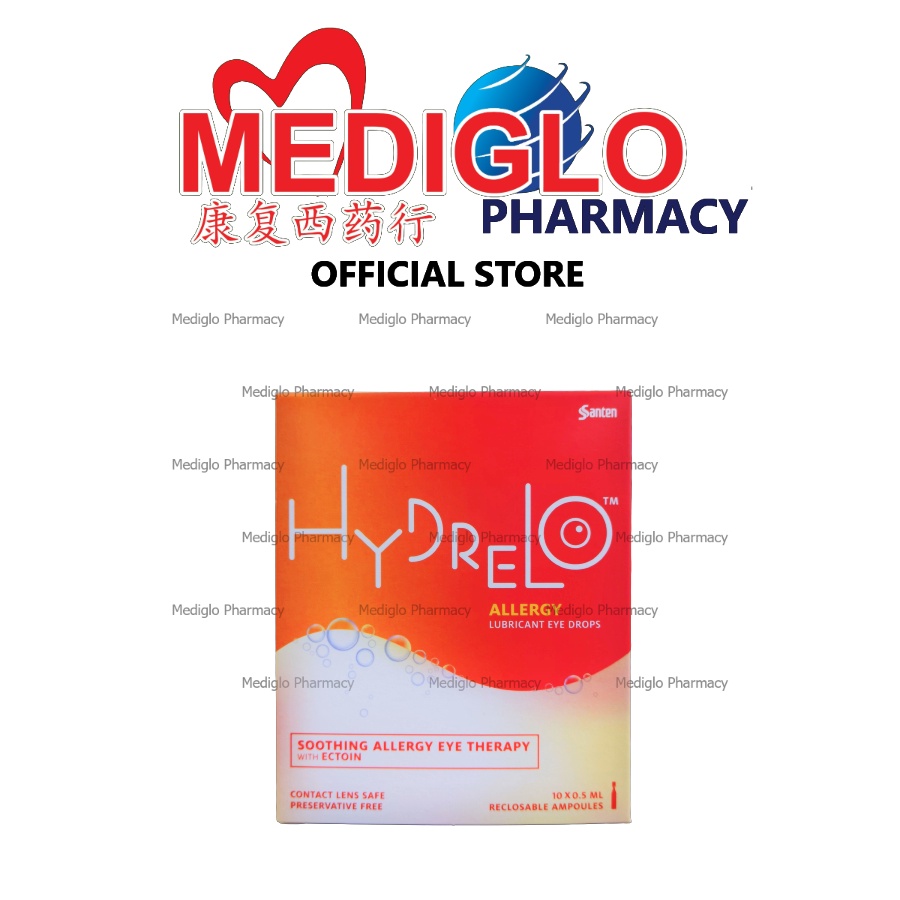 Santen HYDRELO ALLEGY LUBRICANT EYE DROPS with Ectoin (10 x 0.5mL reclosable ampoules)[EXP09/