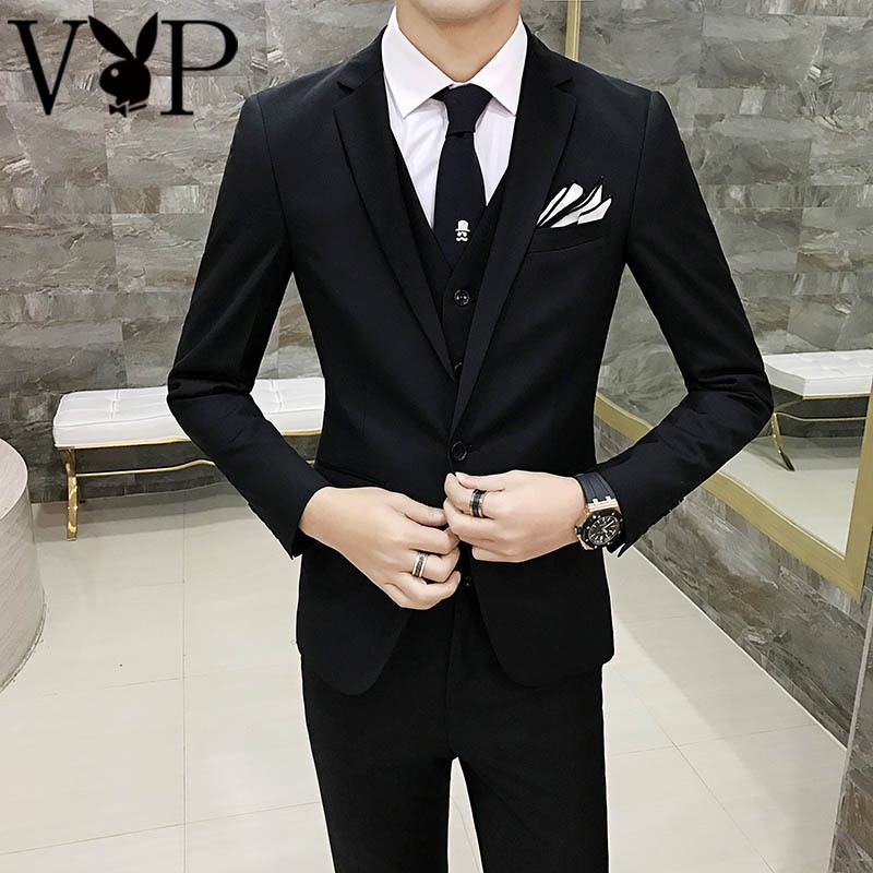 [Playboy] VIP New Suit men s busines formal body dress Korean version men blazer set
