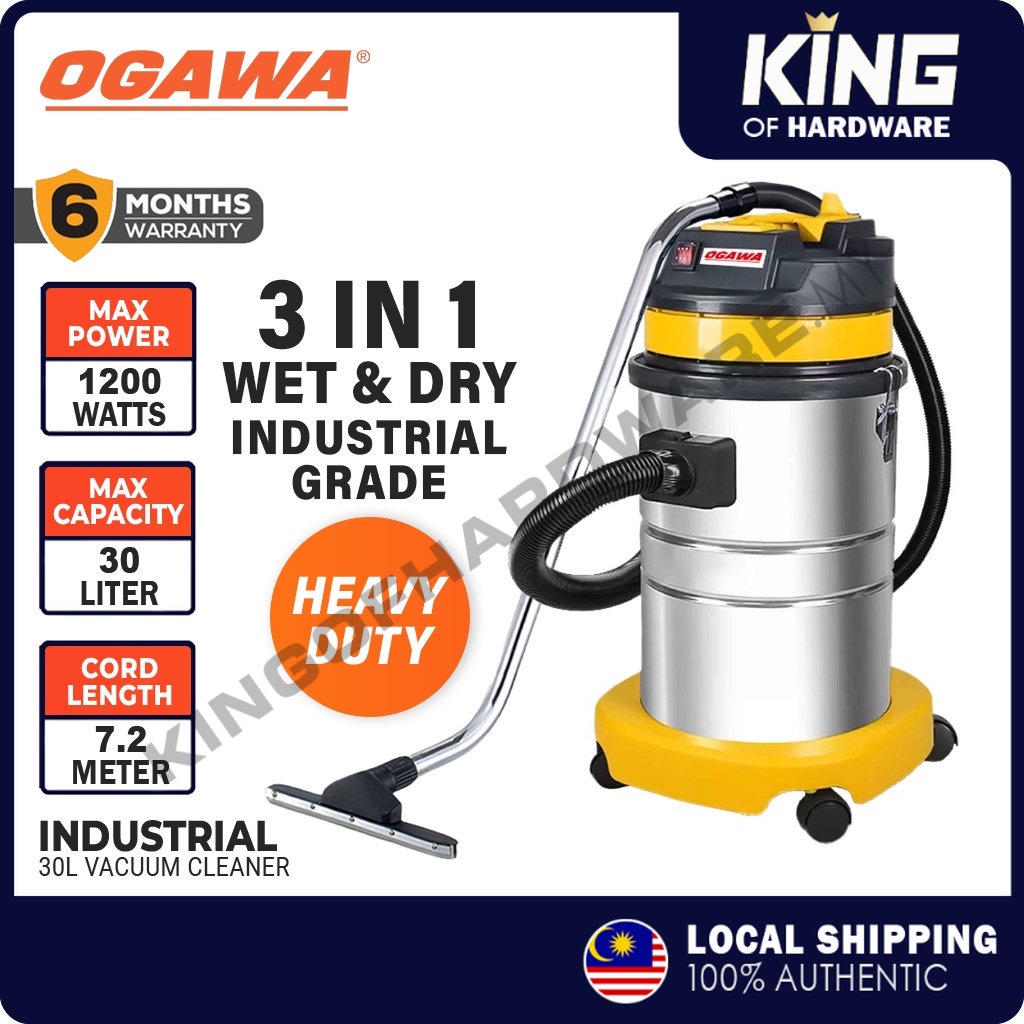 Ogawa 30L Industrial Vacuum Cleaner BF575 | Wet & Dry Stainless Steel ...