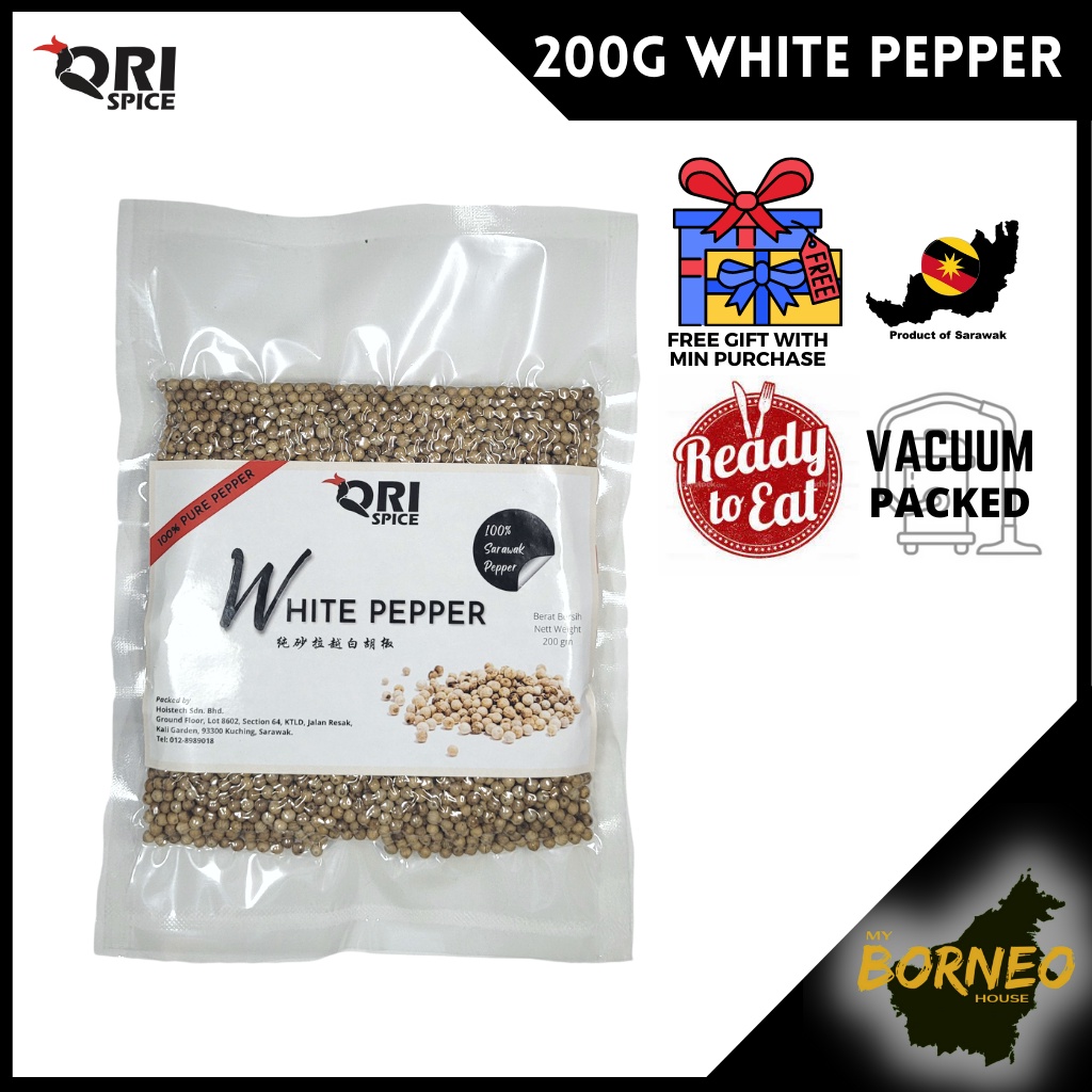 [READYSTOCK] 100% Pure 纯真够辣 200g Sarawak White Pepper Peppercorn Berry Spice / Biji Lada Putih Sulah / 砂拉越白胡椒粒 - OriSpic