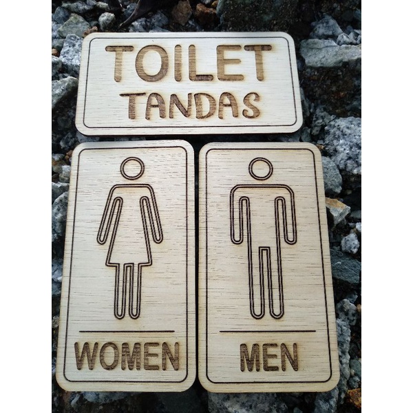 Toilet Tandas Lelaki Wanita Sign Board Masjid Wall Door Home Deco Wooden Kayu Plywood Engrave 6160