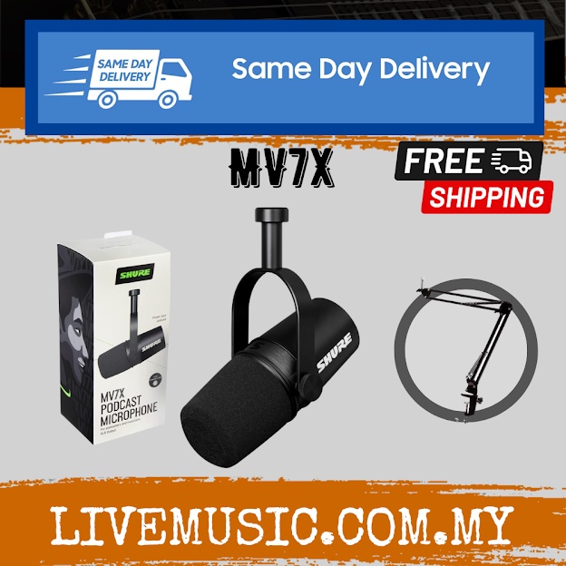 MV7+ And Gator Mini Boom Desktop Stand