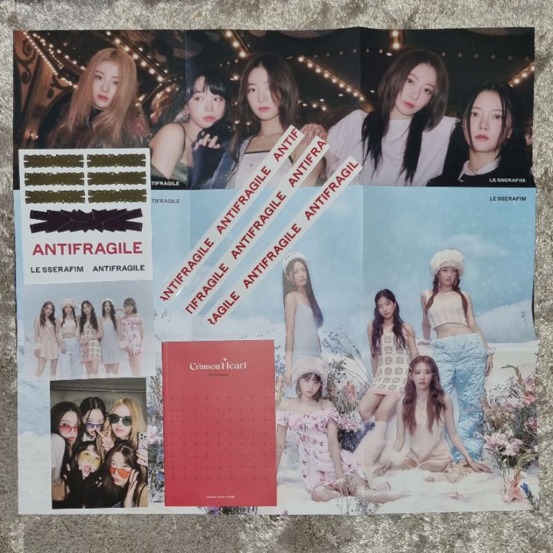 LE SSERAFIM Antifragile Standard Ver Album Inclusions (Poster, Sticker, Crimson Heart Prologue, Postcard)