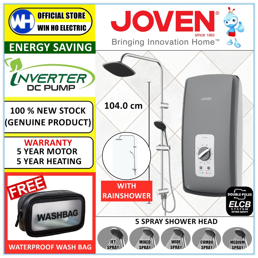 (PWP Install + GIFT) Joven SC33IP-RS (DARK GREY) Energy Saving Instant ...