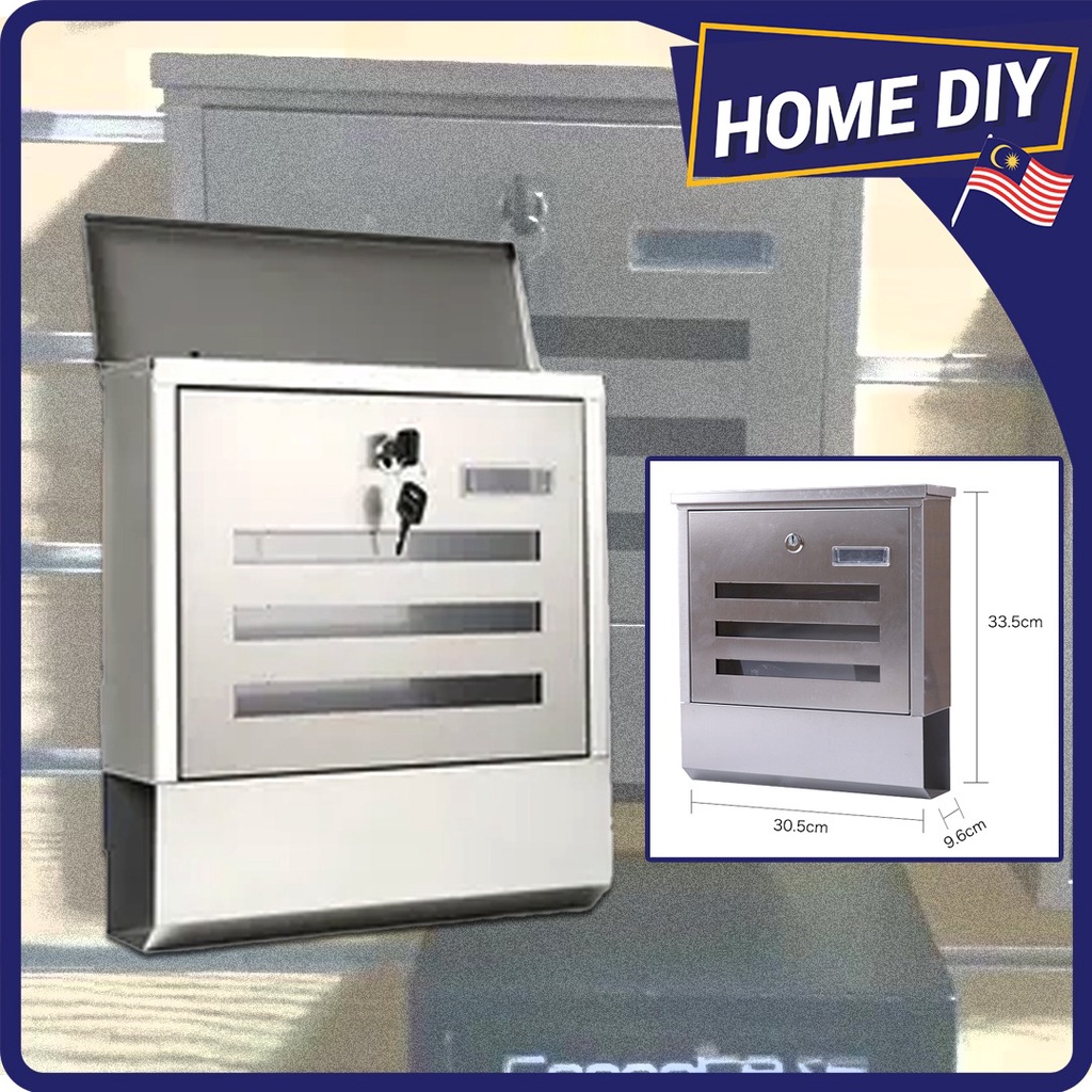 STAINLESS STEEL 304 WALL MOUNTED LETTER BOX / MAILBOX / PETI SURAT