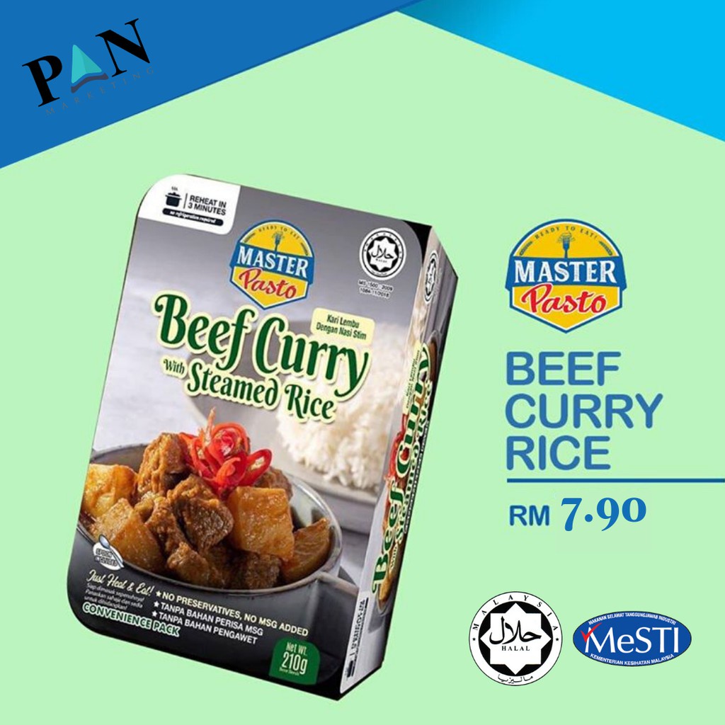 [HALAL] Instant Beef Curry with Steamed Rice Master Pasto Convenience