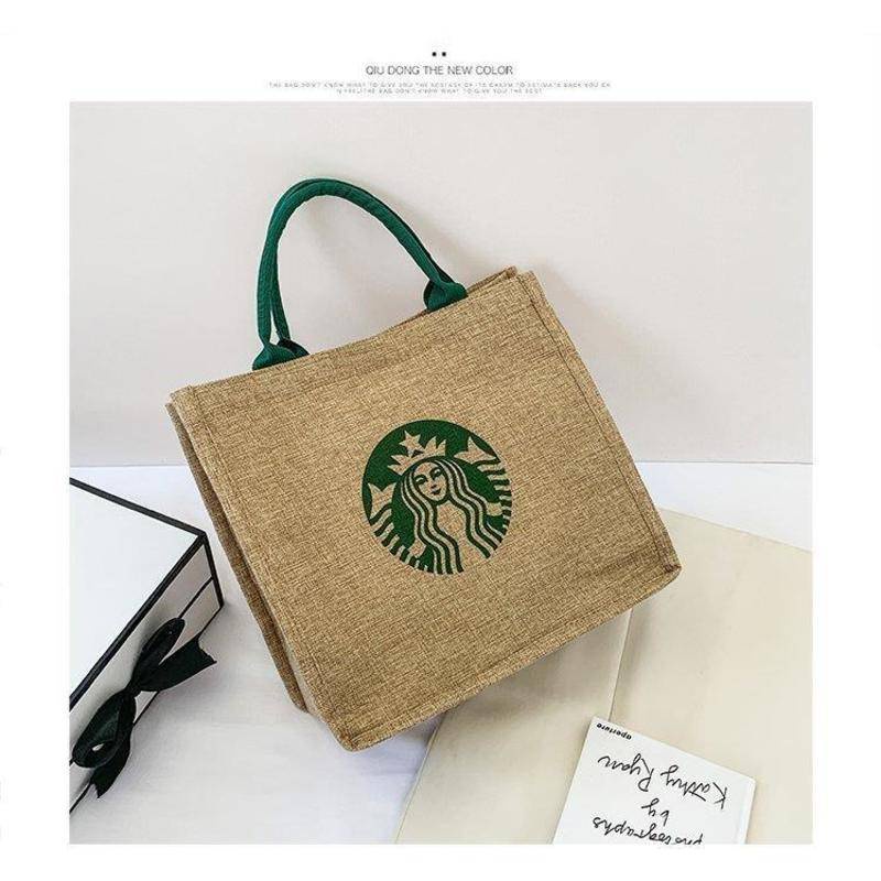 Starbucks large capacity simple handbags women's ins online influencer fashion storage bag portable for work portable handheld cosmetic bag