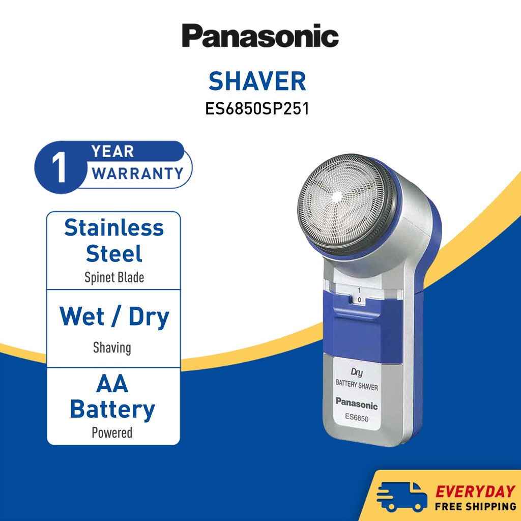 Panasonic Shaver Man AA Battery Operated Shaver Wet/Dry Sporty Look Swivel Head ES6850