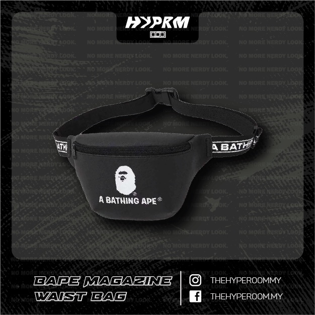 BAPE Magazine A Bathing Ape Black Waist Bag Shopee Malaysia