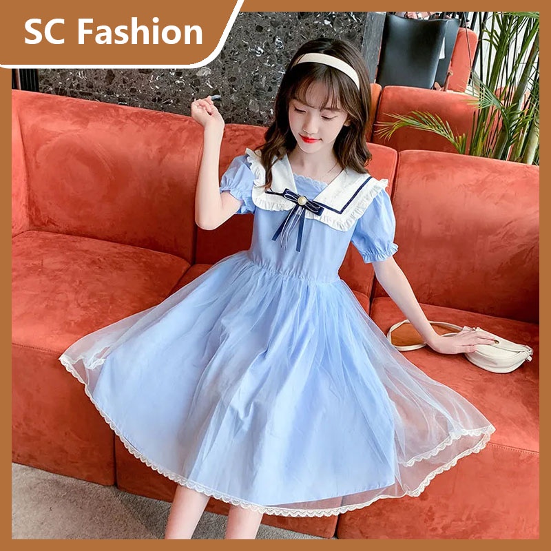 Teenage Girl Dress Korean Version Short Sleeve Kids Dress Clothes Princess Dresses Children's Clothing Sarees