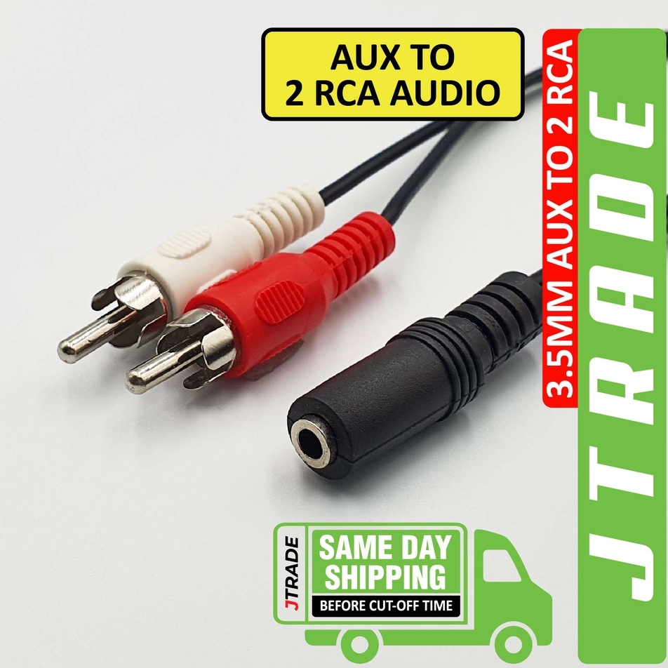 3.5mm Aux to 2 RCA Audio Cable Converter 30cm Stereo Audio JTRADE