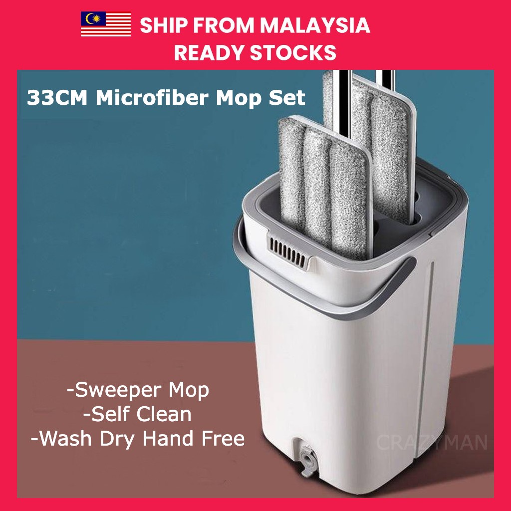 New Version Sweeper Mop Self Clean Microfiber Mop Set Wash Dry Hand