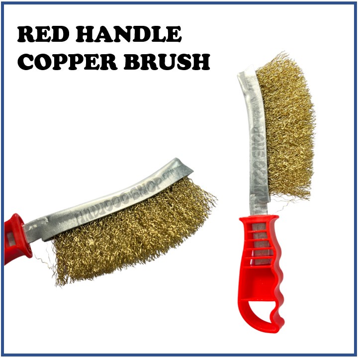 Pvc Red Handle Wire Copper Brush Portable Rust Remover Steel / Berus