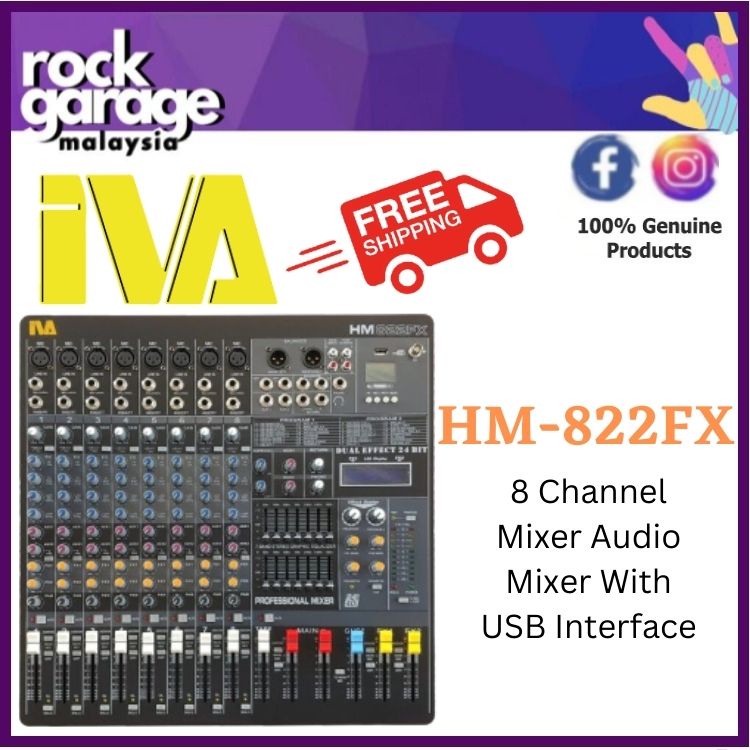 IVA HM822FX 8 Channel Mixer Audio Mixer With USB Interface ( HM822FX