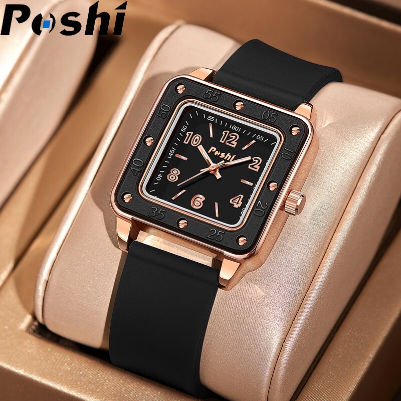 jam tangan wanita waterproof POSHI 100% Original Women Quartz Fashion Retro Leather Genuine Ladies Watches-with box