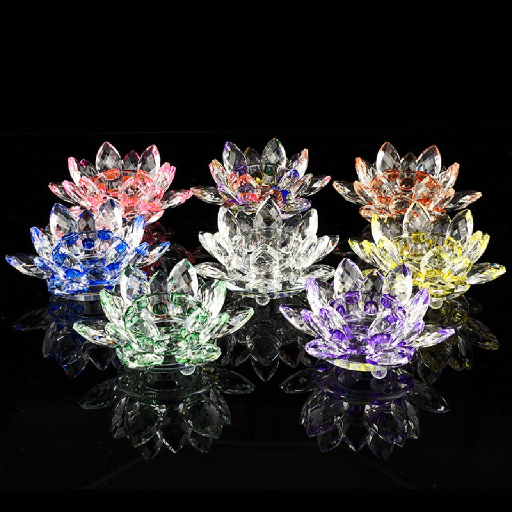 60mm Crystal Lotus Flower Crafts Glass Fengshui Ornaments Figurines Home Wedding Party Decor Gifts Souvenir Lucky Crystal Lotus Ornament On Sale