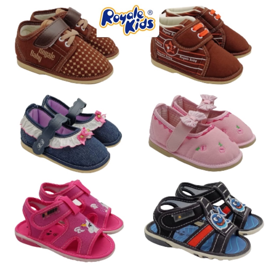 Royale Baby® (NON-SLIP) Shark Baby Boy Pipi 021-511 & Unicorn Baby Girl Pipi 021-510 Sandal Shoes Ready Stock