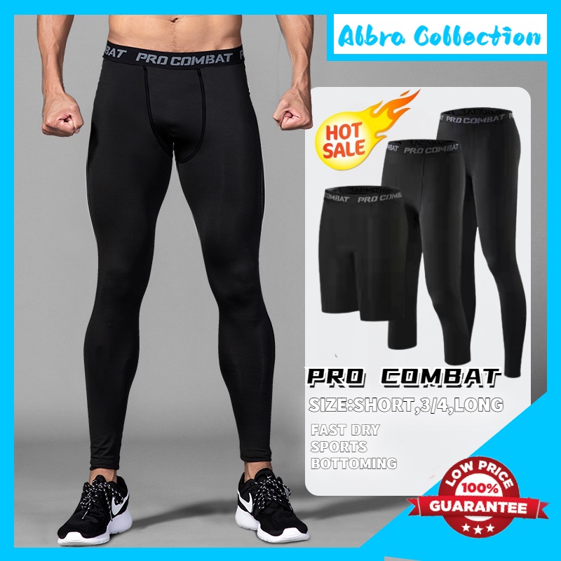 Tight Pants Pro Combat Lelaki Mampatan Kecergasan Seluar Panjang PRO Sports Pantas Kering Seluar GYM Bina Badan Seluar